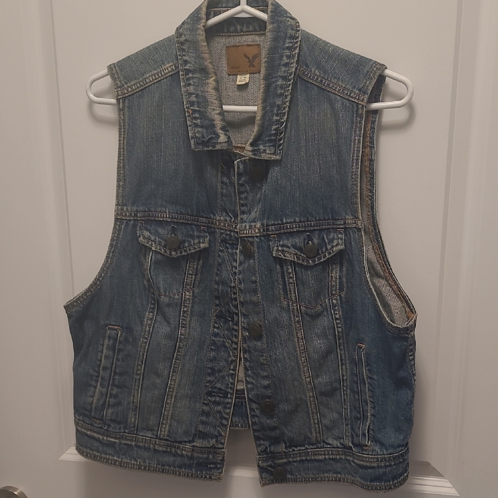 American Eagle Outfitters Blue Denim Vest